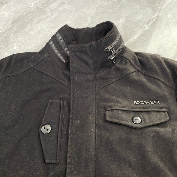 Men’s Rocawear Wool Blend Winter Jacket Zipper Coat Large - Picture 6 of 16